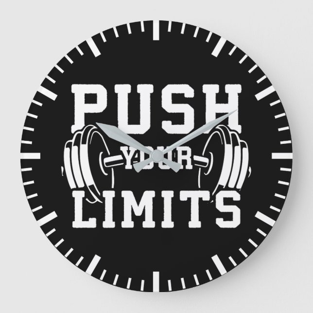 Grande Horloge Ronde Push Your Limits - Gym entraînement Motivation (Recto)