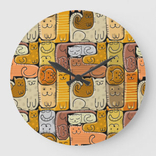 Grande Horloge Ronde Puzzle Funny Chats House sans joint
