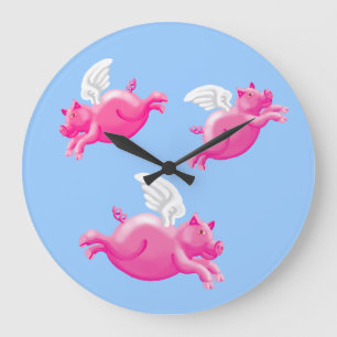 Grande Horloge Ronde Quand les porcs volent