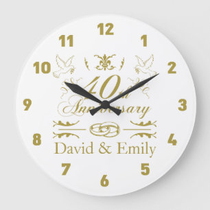 Grande Horloge Ronde Quarantième anniversaire de mariage personnalisé