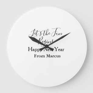 Grande Horloge Ronde que le plaisir commence bonne année nom année simp