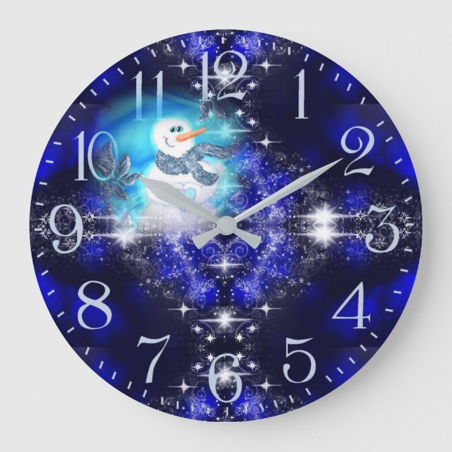 Grande Horloge Ronde Quelqu'Un T'Aime Émotionnellement Snowman Étincela (Recto)