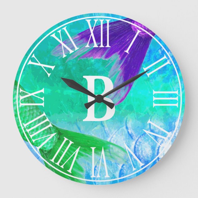 Grande Horloge Ronde Queues et échelles de sirène Monogramme (Recto)