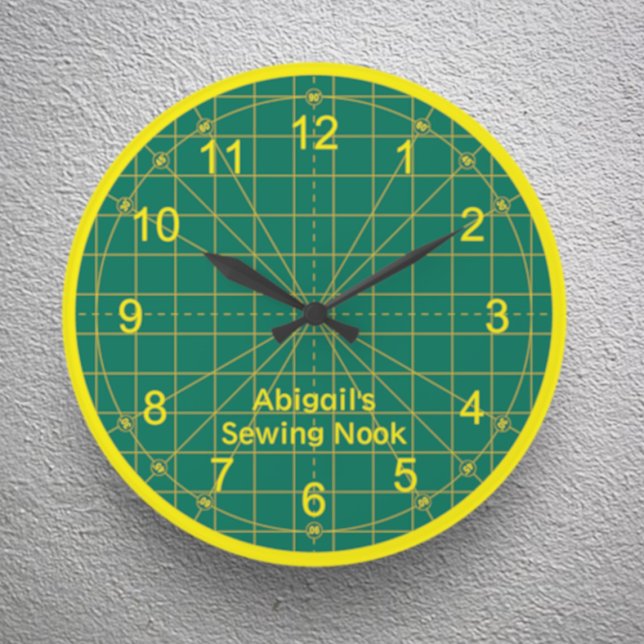 Grande Horloge Ronde Quilter's Green Cutting Mat Round Clock (Créateur téléchargé)