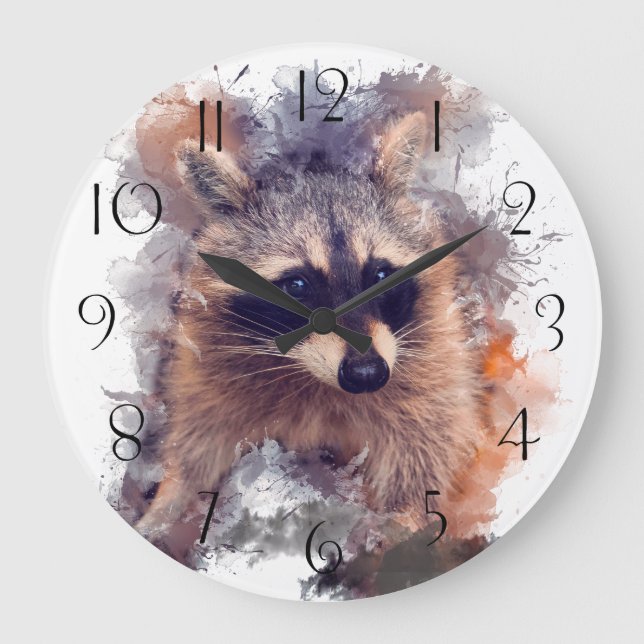 Grande Horloge Ronde Raccoon watercolor (Recto)
