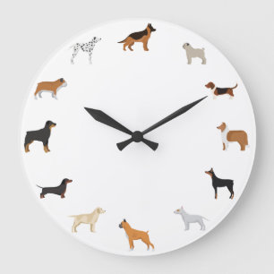 Grande Horloge Ronde Race de chien de caricature