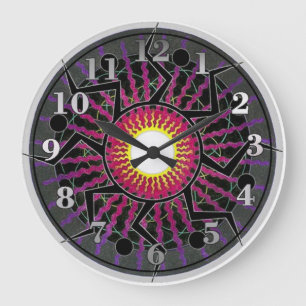 Grande Horloge Ronde Radio Abstract Sun Rays Wall Clock