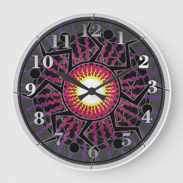 Grande Horloge Ronde Radio Abstract Sun Rays Wall Clock (Recto)