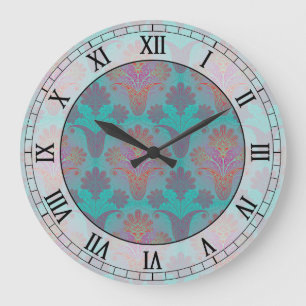 Grande Horloge Ronde radio turquoise and magenta damask