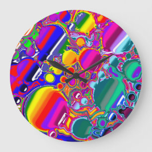 Grande Horloge Ronde Rainbow Blast Art Abstrait
