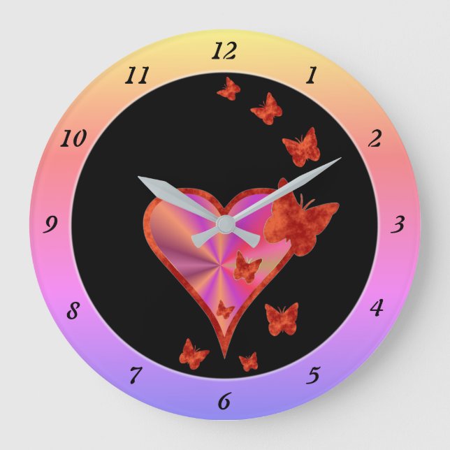 Grande Horloge Ronde Rainbow heart and Butterfly (Recto)