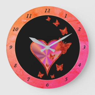 Grande Horloge Ronde Rainbow heart and Butterfly