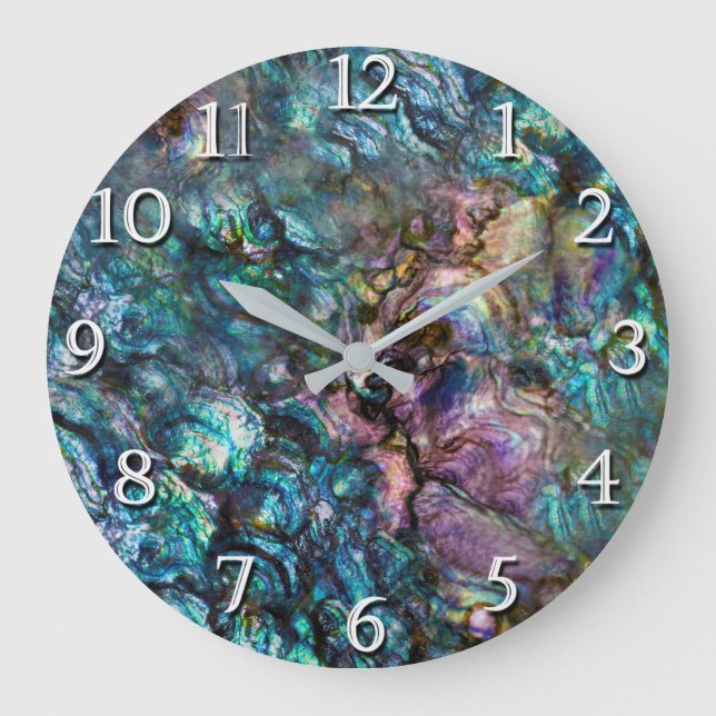 Grande Horloge Ronde Rainbow Iridescent Abalone Sea Shell (Recto)
