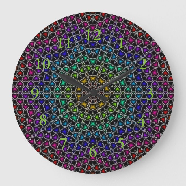 Grande Horloge Ronde Rainbow Kaleidoscope Pattern Wall Clock (Recto)