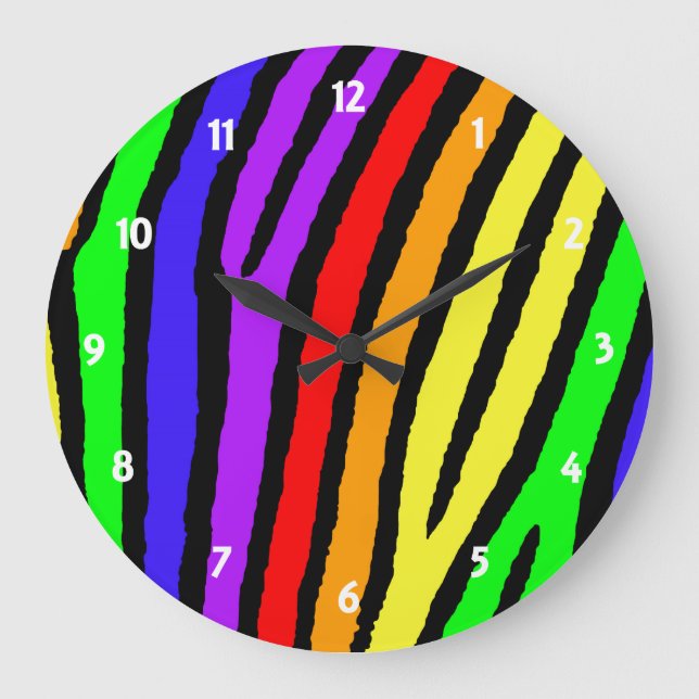 Grande Horloge Ronde Rainbow Zebra (Recto)