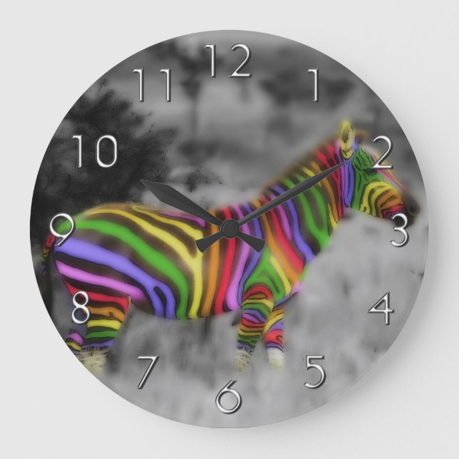 Grande Horloge Ronde Rainbow Zebra (Recto)