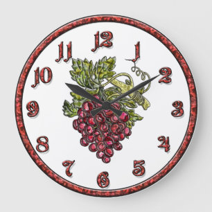 Grande Horloge Ronde Raisins rouges