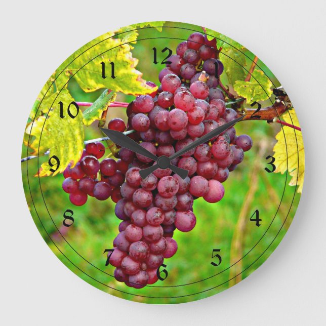 Grande Horloge Ronde Raisins rouges sur vigne (Recto)