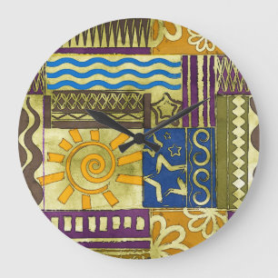 Grande Horloge Ronde Rajasthan Indian, Patchwork Tapis Texture.