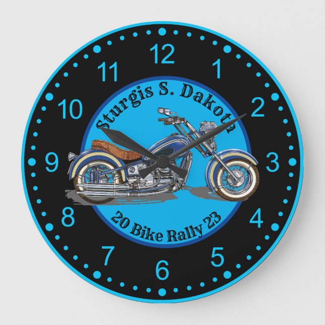 Grande Horloge Ronde Rallye Sturgis BIke 2023 Moto Bleue (Recto)