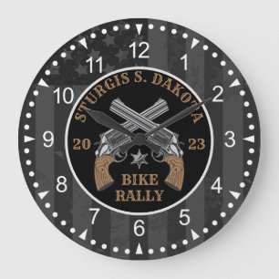 Grande Horloge Ronde Rallye Vélo Sturgis 2023 Armes Croisées