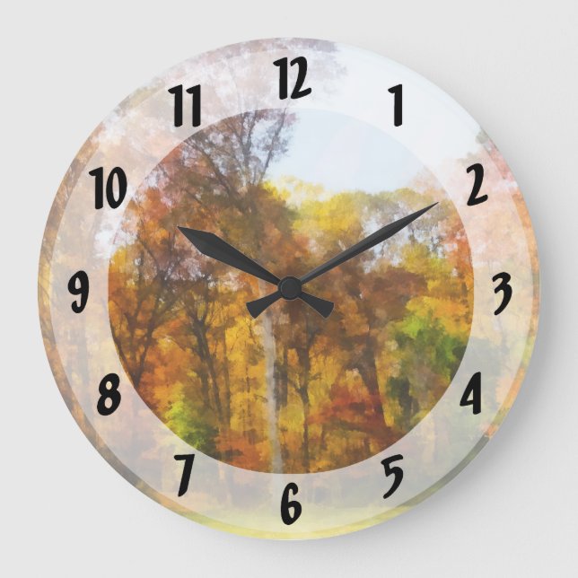 Grande Horloge Ronde Rangée d'arbres d'automne (Recto)