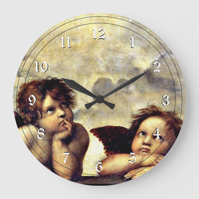 Grande Horloge Ronde Raphael : Putti, Détail de la Vierge Sixtine (Recto)