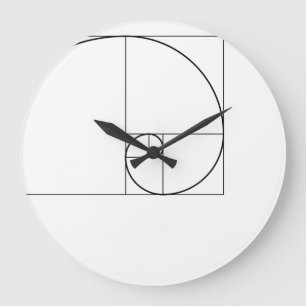 Grande Horloge Ronde Rapport d'or en spirale de Fibonacci