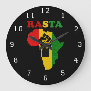 Grande Horloge Ronde Rasta Black Power Fist