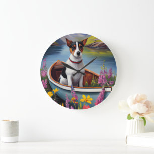 Grande Horloge Ronde Rat Terrier sur une pagaie : une aventure Pittores