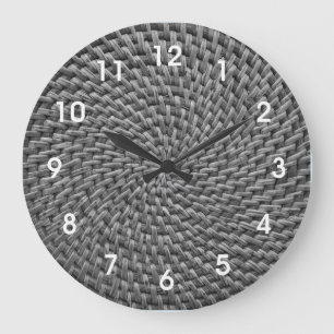 Grande Horloge Ronde Rattan Wicker Boho Monogram Basketweave Large Cl