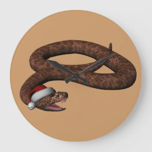 Grande Horloge Ronde Rattlesnake With Santa Hat