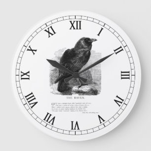 Grande Horloge Ronde Raven par Edgar Allen Poe