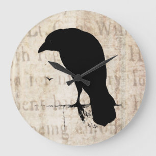 Grande Horloge Ronde Raven Silhouette