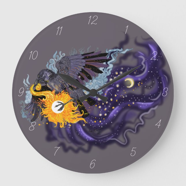 Grande Horloge Ronde Raven Sky Folklore (Recto)