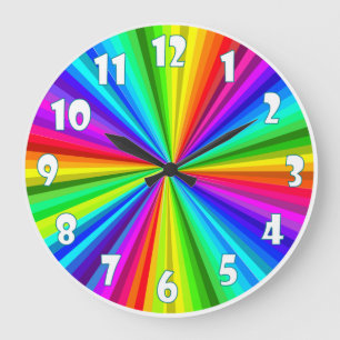 Grande Horloge Ronde Rayon lumineux arc-en-ciel coloré, cadran arc-en-