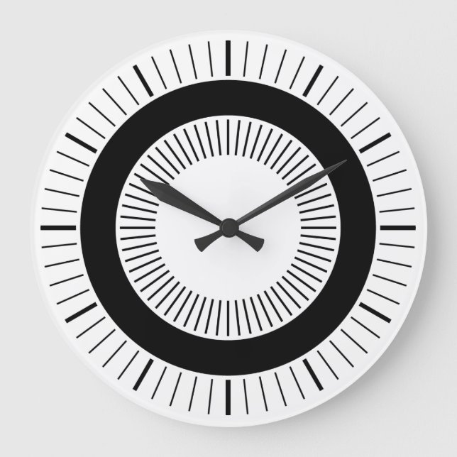 Grande Horloge Ronde Rayons concentrés - Noir solide (Recto)