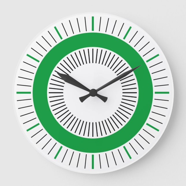 Grande Horloge Ronde Rayons concentrés - Vert herbe solide (Recto)