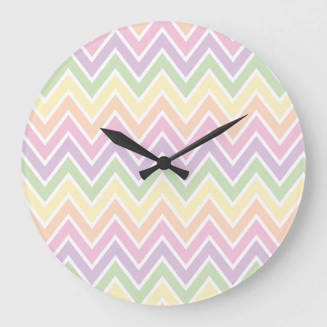Grande Horloge Ronde Rayure en pastel de Chevron (Recto)