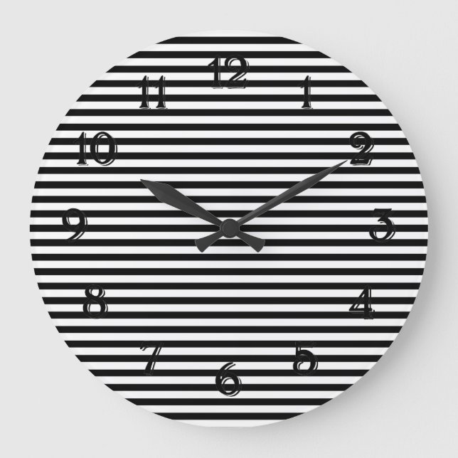 Grande Horloge Ronde Rayures noires et blanches (Recto)