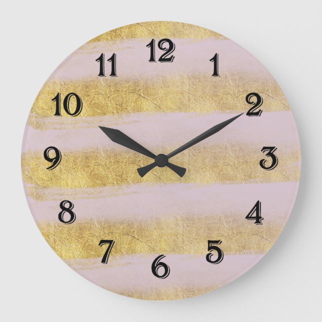 Grande Horloge Ronde Rayures or et rose (Recto)
