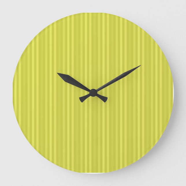 Grande Horloge Ronde Rayures verticales jaune vif (Recto)