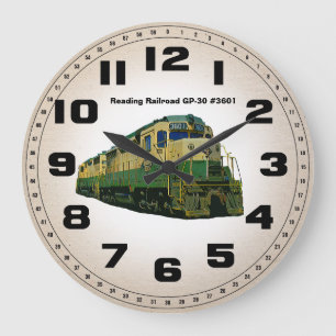 Grande Horloge Ronde Reading Railroad GP-30 #3601 Wall Clock