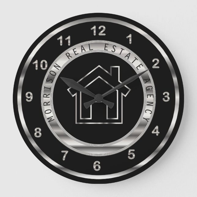 Grande Horloge Ronde Real Estate Design in Silver and Black (Recto)