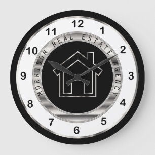 Grande Horloge Ronde Real Estate Design in Silver, White and Black
