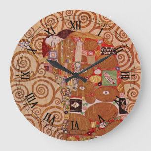 Grande Horloge Ronde Réalisation par Gustav Klimt, Art Nouveau Vintage
