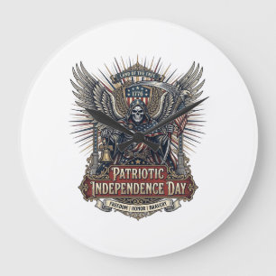 Grande Horloge Ronde Reaper Chrome Patriotique Squelette de Patriote So