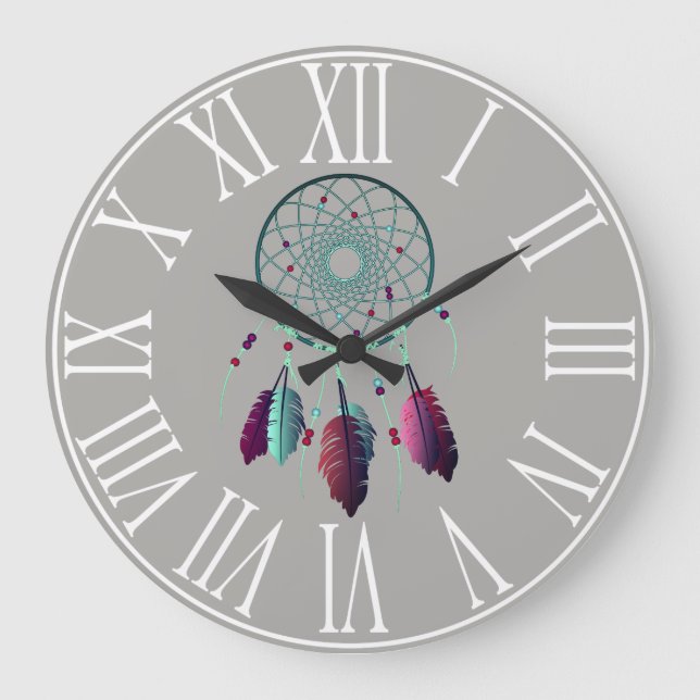 Grande Horloge Ronde Receveur rêveur pourpre et turquoise de Bohème (Recto)