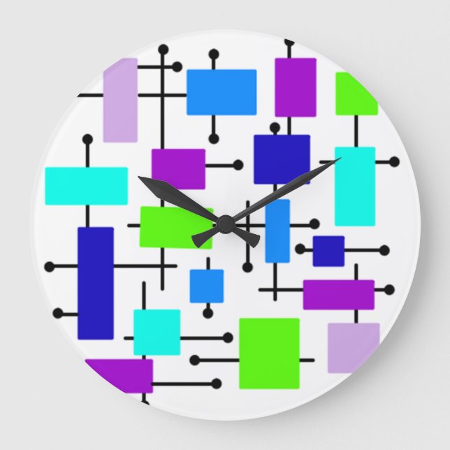 Grande Horloge Ronde Rectangles atomiques cool (Recto)