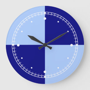Grande Horloge Ronde Rectangles bleu clair et bleu foncé